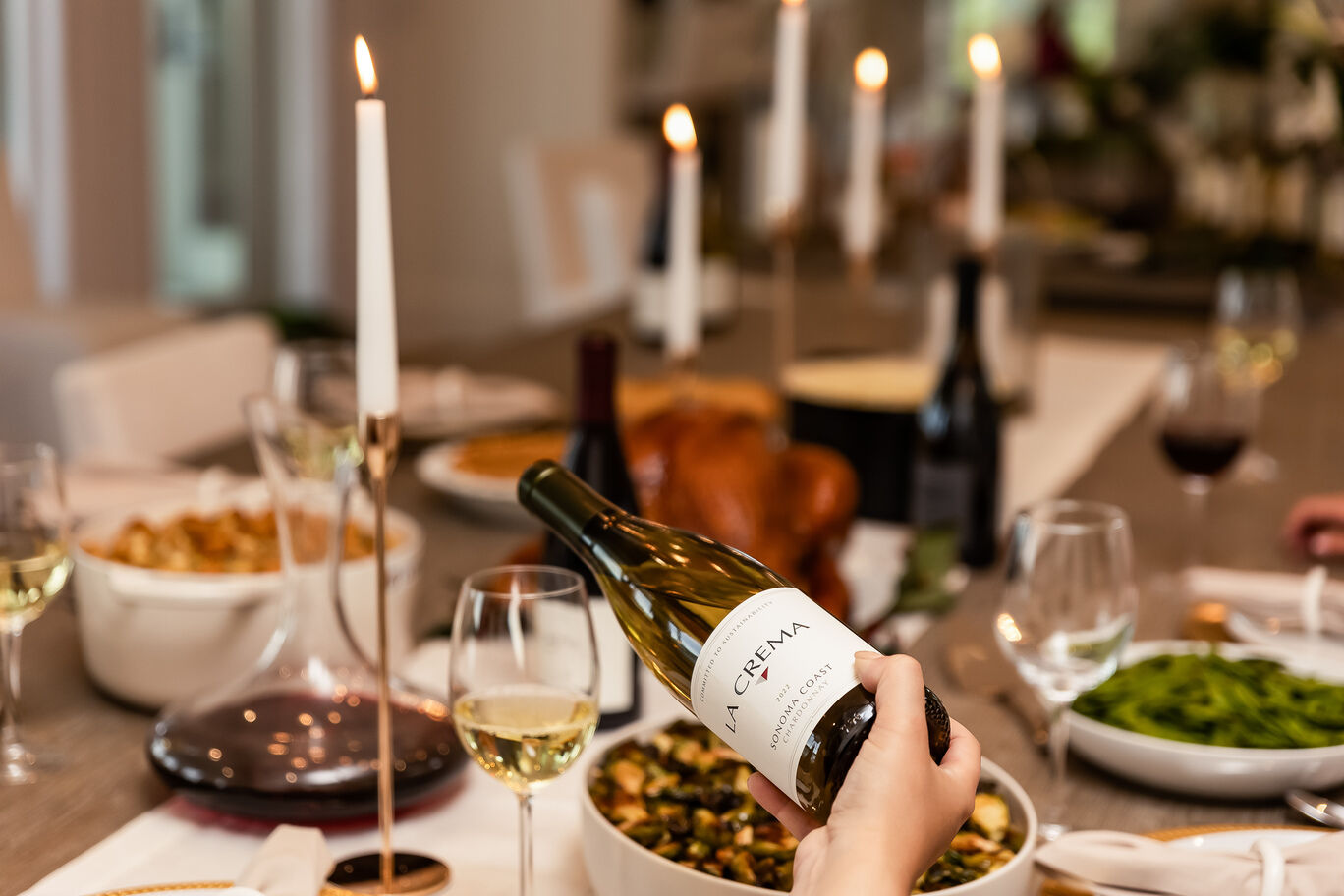 La Crema white wine at a holiday dinner